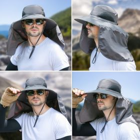 Wide Brim Sun Screen Fisherman's Hat With Neck Flap; Adjustable Waterproof Quick-drying Outdoor Hiking Fishing Cap For Men Women (Color: dark gray, size: 58-60cm/22.83-23.62in)