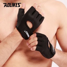 Aolikes 1pair Unisex Fitness Workout Gloves For Weightlifting Cycling Exercise Training Pull Ups Fitness Climbing And Rowing (Color: Black, size: S)