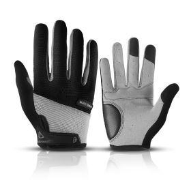 Bicycle Full Finger Cycling Bike Gloves Absorbing Sweat for Men and Women Bicycle Riding Outdoor Sports Protector (Color: Black 1, size: L)