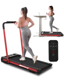 FYC Under Desk Treadmill - 2 in 1 Folding Treadmill for Home 300LBS Weight Capacity;  Free Installation Foldable Treadmill Compact Electric Running Ma (Color: Red)