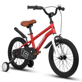 A16114 Kids Bike 16 inch for Boys & Girls with Training Wheels, Freestyle Kids' Bicycle with fender. (Color: as Pic)