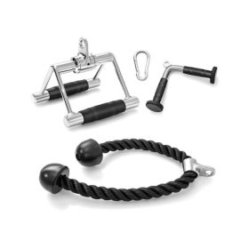 Strength Training Cable Machine Accessories Set for Indoor Gym (Type: 3-Piece, Color: Black & Silver)