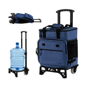 50-Can Large Leakproof Rolling Cooler with Detachable Bottom Plate (Color: dark blue)