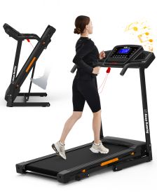 Foldable Treadmill with Incline, Folding Treadmill for Home Electric Treadmill Workout Running Machine, Handrail Controls Speed, Pulse Monitor,APP (Color: as Pic)