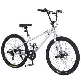 Freestyle Kids Bike Double Disc Brakes 26 Inch Children's Bicycle for Boys Girls Age 12+ Years (Color: as Pic)